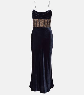 Vestido bustier de fiesta Minerva de terciopelo con encaje | Rebecca Vallance