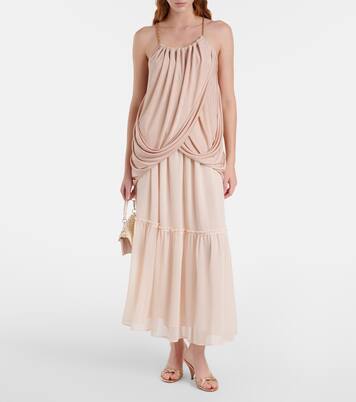 تنورة طويلة من الشيفون بتفاصيل مجمعة | Xu Zhi