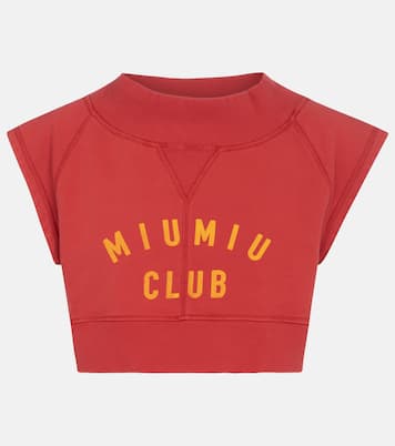 Logo cotton crop top | Miu Miu