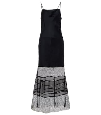 Mesh-trimmed satin slip dress | Helmut Lang