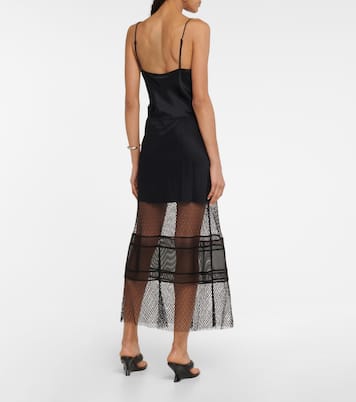 Mesh-trimmed satin slip dress | Helmut Lang