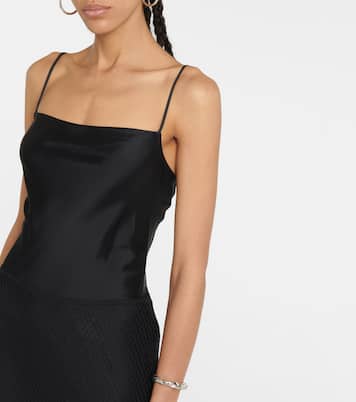 Mesh-trimmed satin slip dress | Helmut Lang