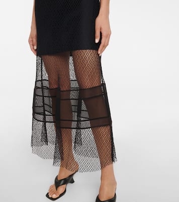 Mesh-trimmed satin slip dress | Helmut Lang
