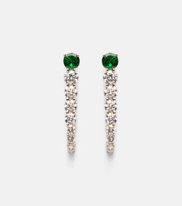 Boucles d'oreilles Aria Earhook en or 18 ct, diamants et tsavorites | Melissa Kaye