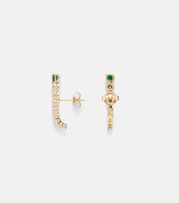 Boucles d'oreilles Aria Earhook en or 18 ct, diamants et tsavorites | Melissa Kaye