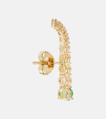 Boucles d'oreilles Aria Earhook en or 18 ct, diamants et tsavorites | Melissa Kaye