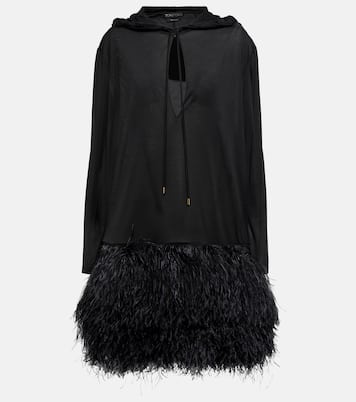 Midikleid aus Seiden-Jersey mit Federn | Tom Ford