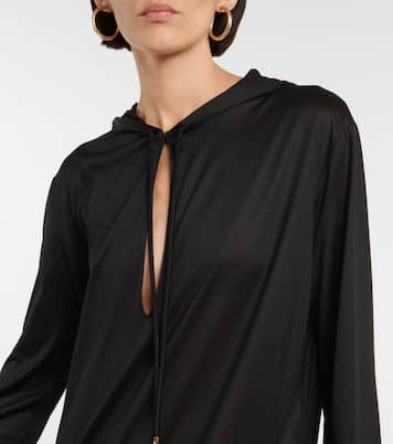 Midikleid aus Seiden-Jersey mit Federn | Tom Ford