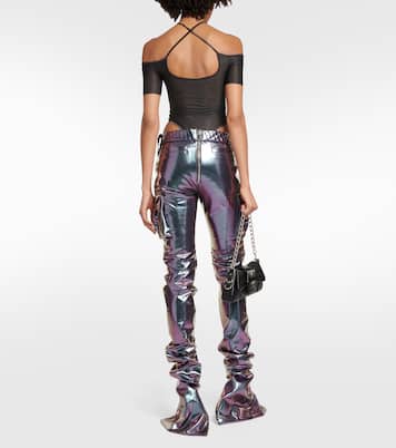 Holographic straight-leg cargo pants | LaQuan Smith
