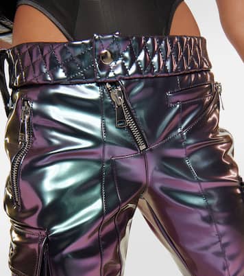 Holographic straight-leg cargo pants | LaQuan Smith