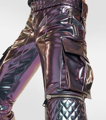 Holographic straight-leg cargo pants | LaQuan Smith