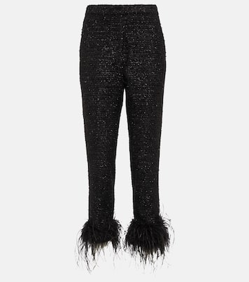 Jourdan feather-trimmed bouclé pants | Rebecca Vallance