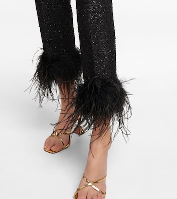 Jourdan feather-trimmed bouclé pants | Rebecca Vallance