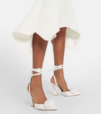Escarpins en satin à fleurs | Gianvito Rossi