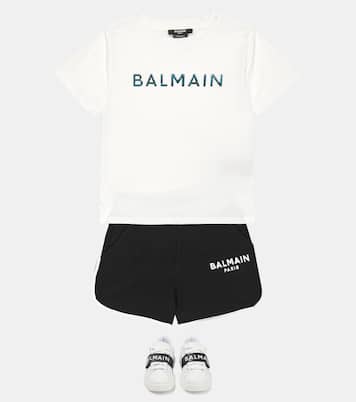 Shorts en jersey de algodón con logo | Balmain Kids