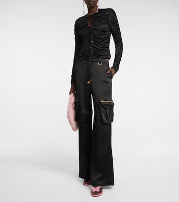 Pantalon cargo à taille basse en satin | Blumarine