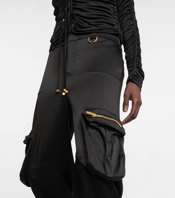 Pantalon cargo à taille basse en satin | Blumarine