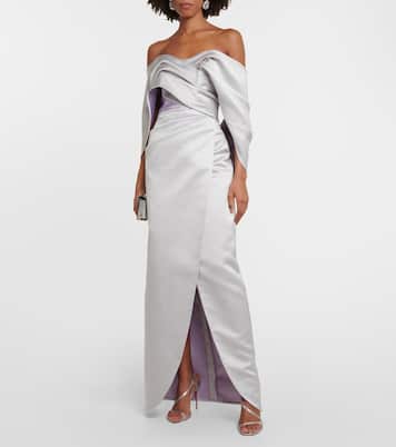 Off-shoulder draped satin gown | Carolina Herrera