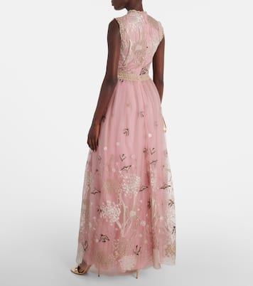 Abito lungo in tulle con ricamo | Costarellos