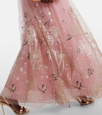 Abito lungo in tulle con ricamo | Costarellos
