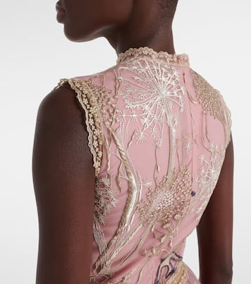 Abito lungo in tulle con ricamo | Costarellos