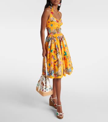 Capri printed shirred cotton midi dress | Dolce&Gabbana