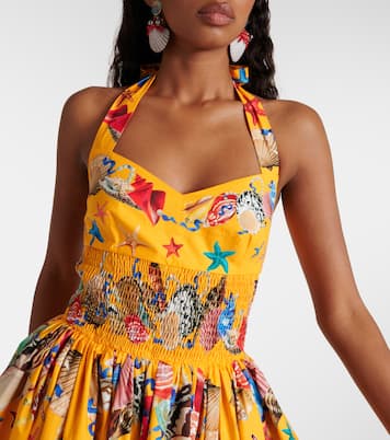 Capri printed shirred cotton midi dress | Dolce&Gabbana