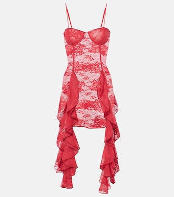 Abito bustier in pizzo con volant | Oséree