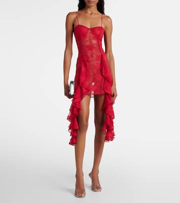 Abito bustier in pizzo con volant | Oséree