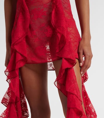 Abito bustier in pizzo con volant | Oséree