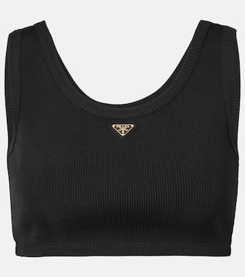 Top cropped in jersey a coste | Prada