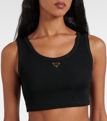 Top cropped in jersey a coste | Prada