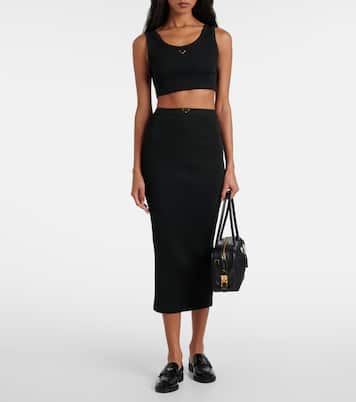 Top cropped in jersey a coste | Prada
