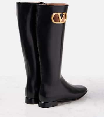 Botas altas de piel con VLogo Signature | Valentino Garavani