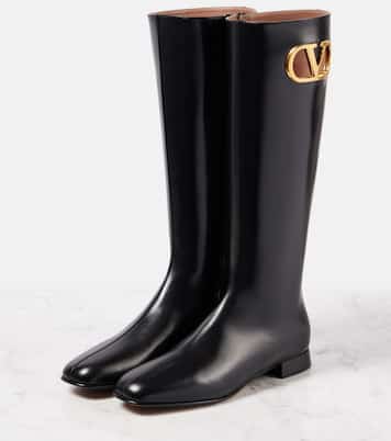 Botas altas de piel con VLogo Signature | Valentino Garavani