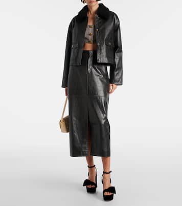 Giacca in pelle con shearling | Self-Portrait