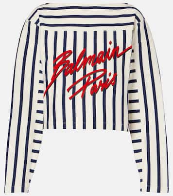 Felpa cropped a righe con logo | Balmain