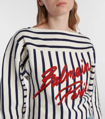 Felpa cropped a righe con logo | Balmain