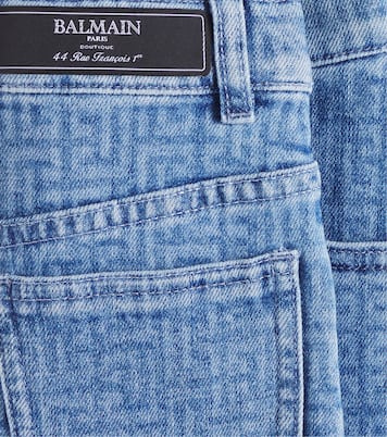 Falda en denim con monograma | Balmain Kids