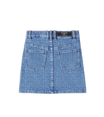 Falda en denim con monograma | Balmain Kids