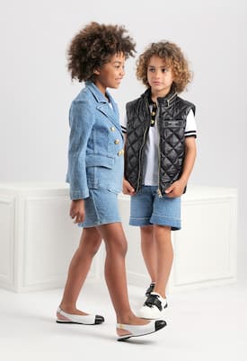 Falda en denim con monograma | Balmain Kids