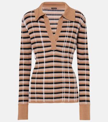 Checked wool and silk polo sweater | Joseph