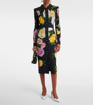 Robe chemise Longuette à fleurs | Dolce&Gabbana