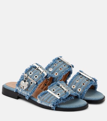 Mules en jean à franges  | Ganni