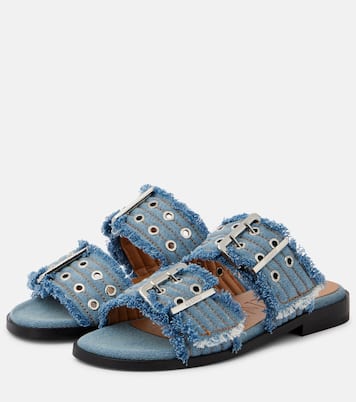 Mules en jean à franges  | Ganni