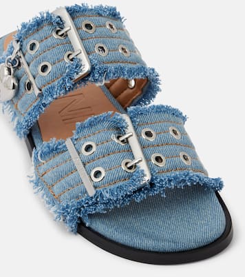Mules en jean à franges  | Ganni