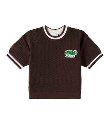 Patch-appliqué cotton crochet top | Mini Rodini