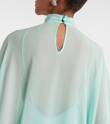 Caftano Penelope in seta con piume | Taller Marmo