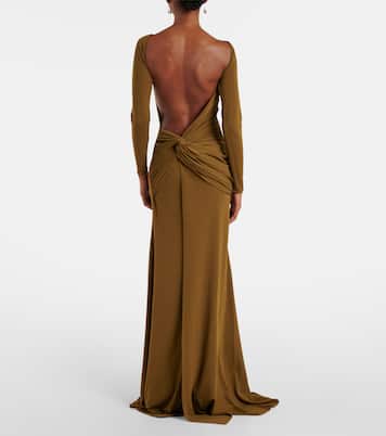 Draped open-back crêpe jersey gown | Alex Perry