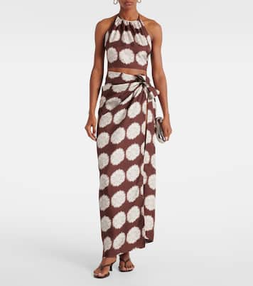 Printed silk beach cover-up | Asceno